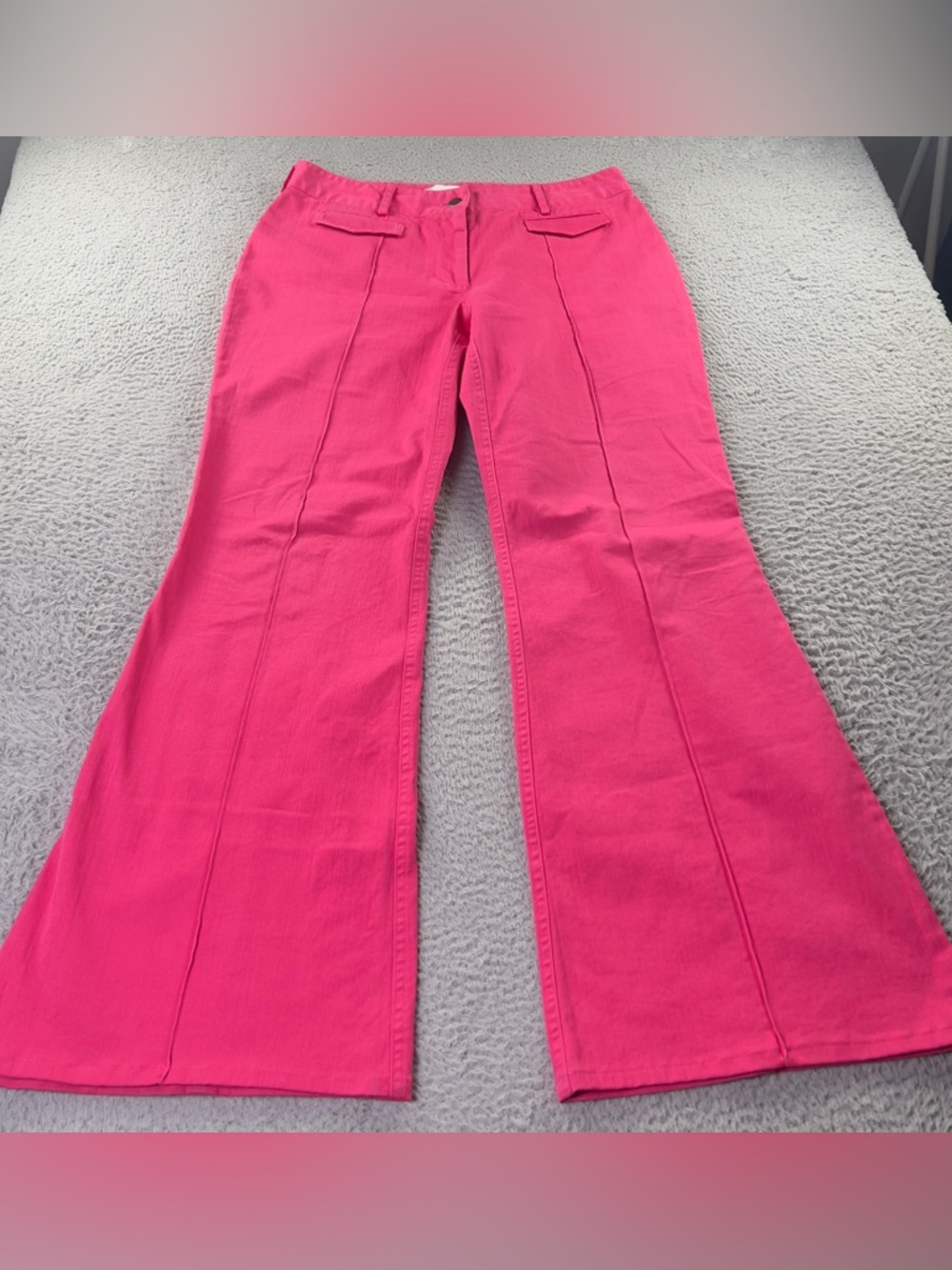 Adam Lippes Jeans Womens 8 Pink Denim Bell Bottoms Flare Preppy Casual